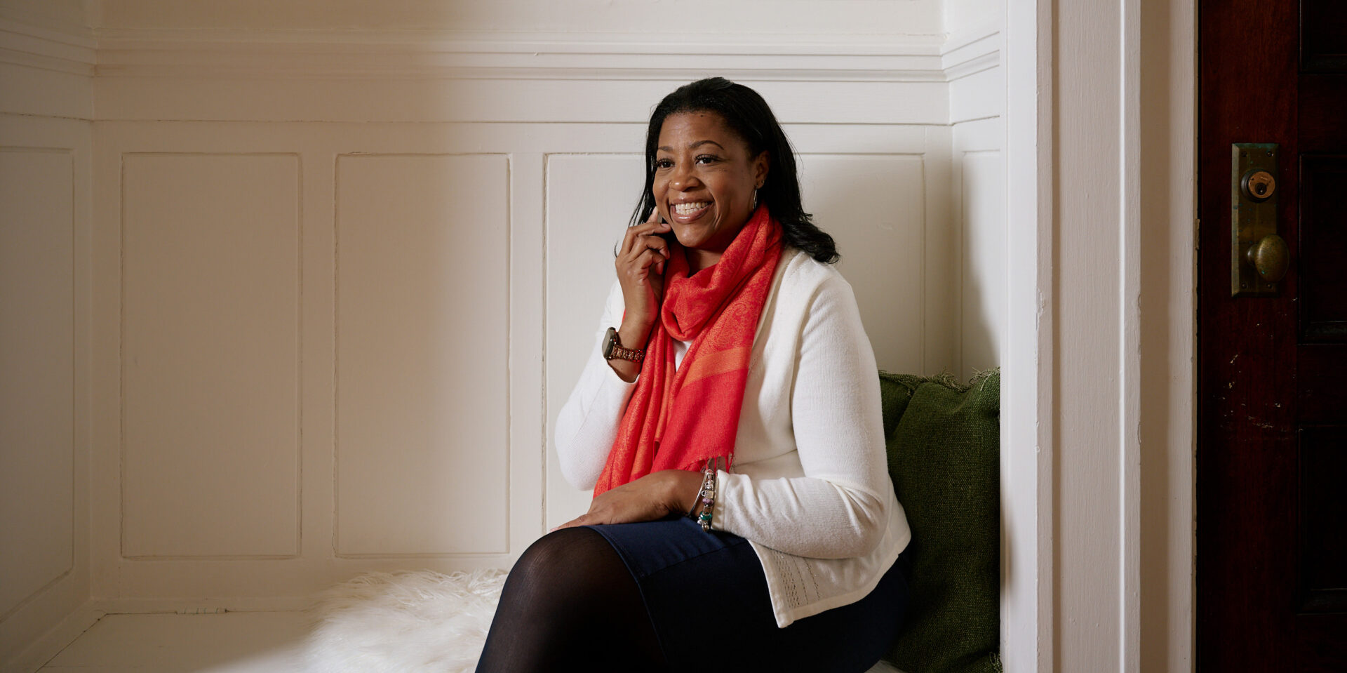 A caregiver on the phone with a consultant